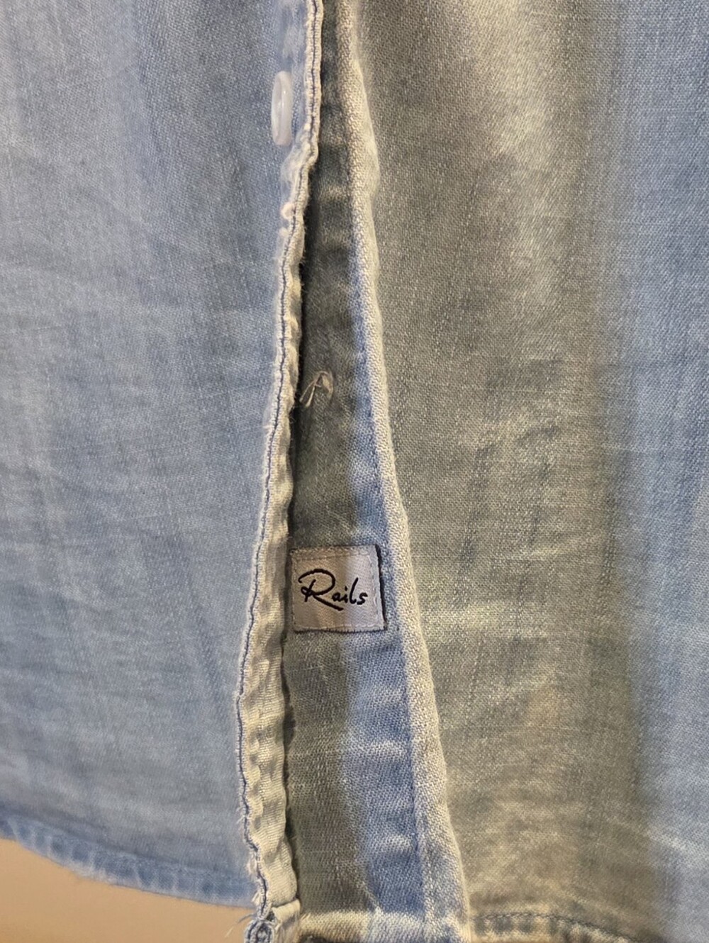 RAILS CLEOPATRA Light Wash Denim Button-Up Shirt with Eye Patch, Size XS. - Picture 8 of 15
